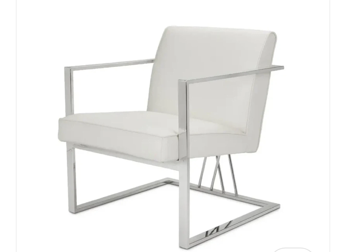 White Armchair with Chrome Frame - photo 2