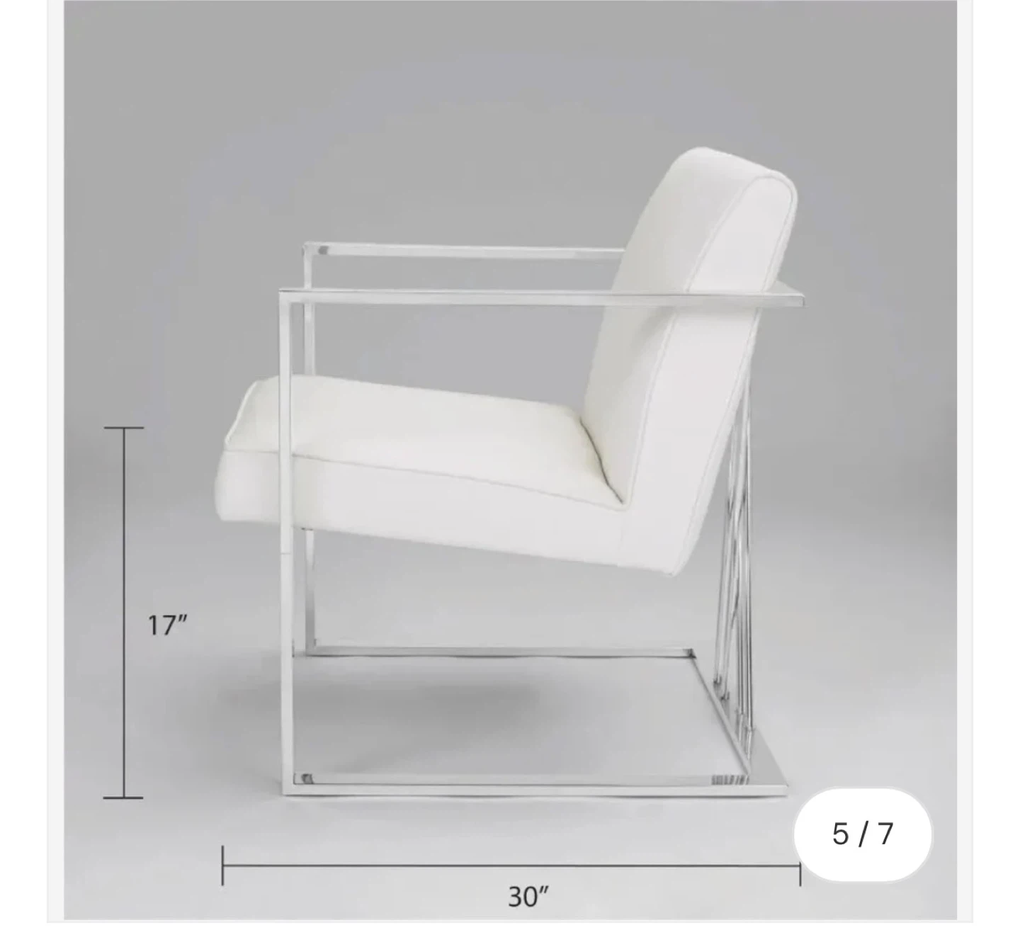 White Armchair with Chrome Frame - photo 4