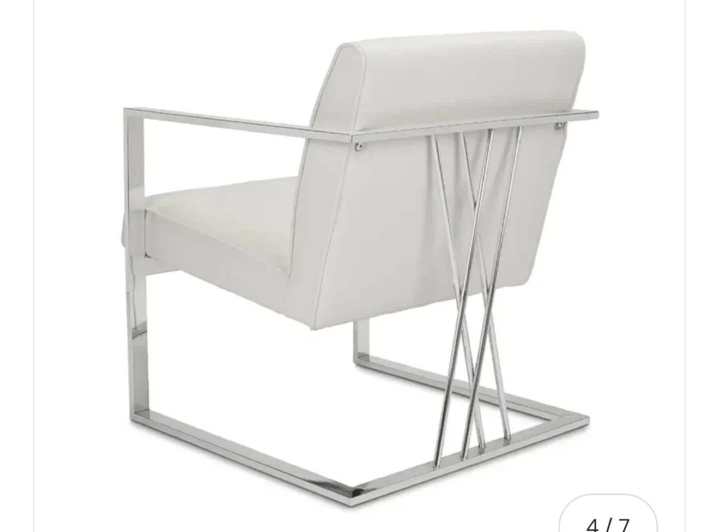 White Armchair with Chrome Frame - photo 3