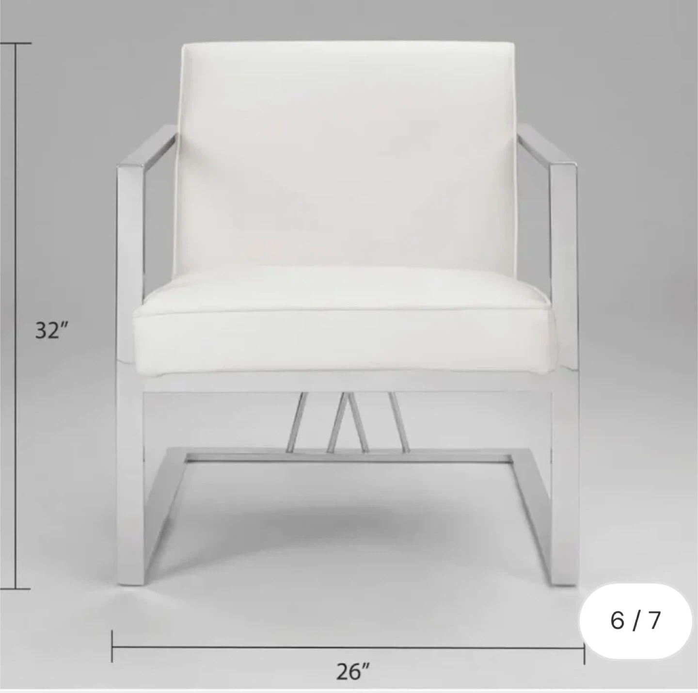 White Armchair with Chrome Frame - photo 5