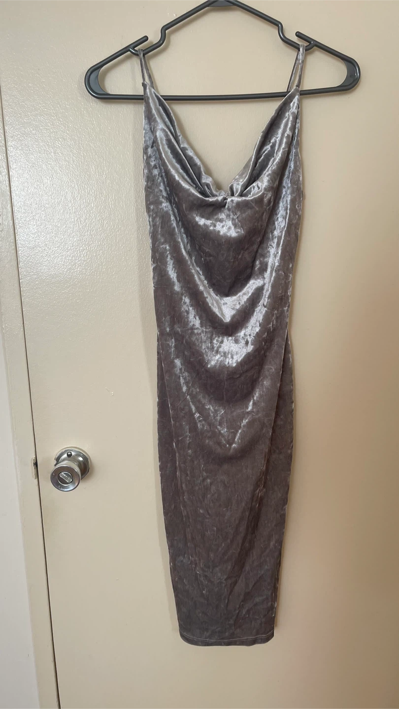 Silver Velvet Slip Dress - photo 2