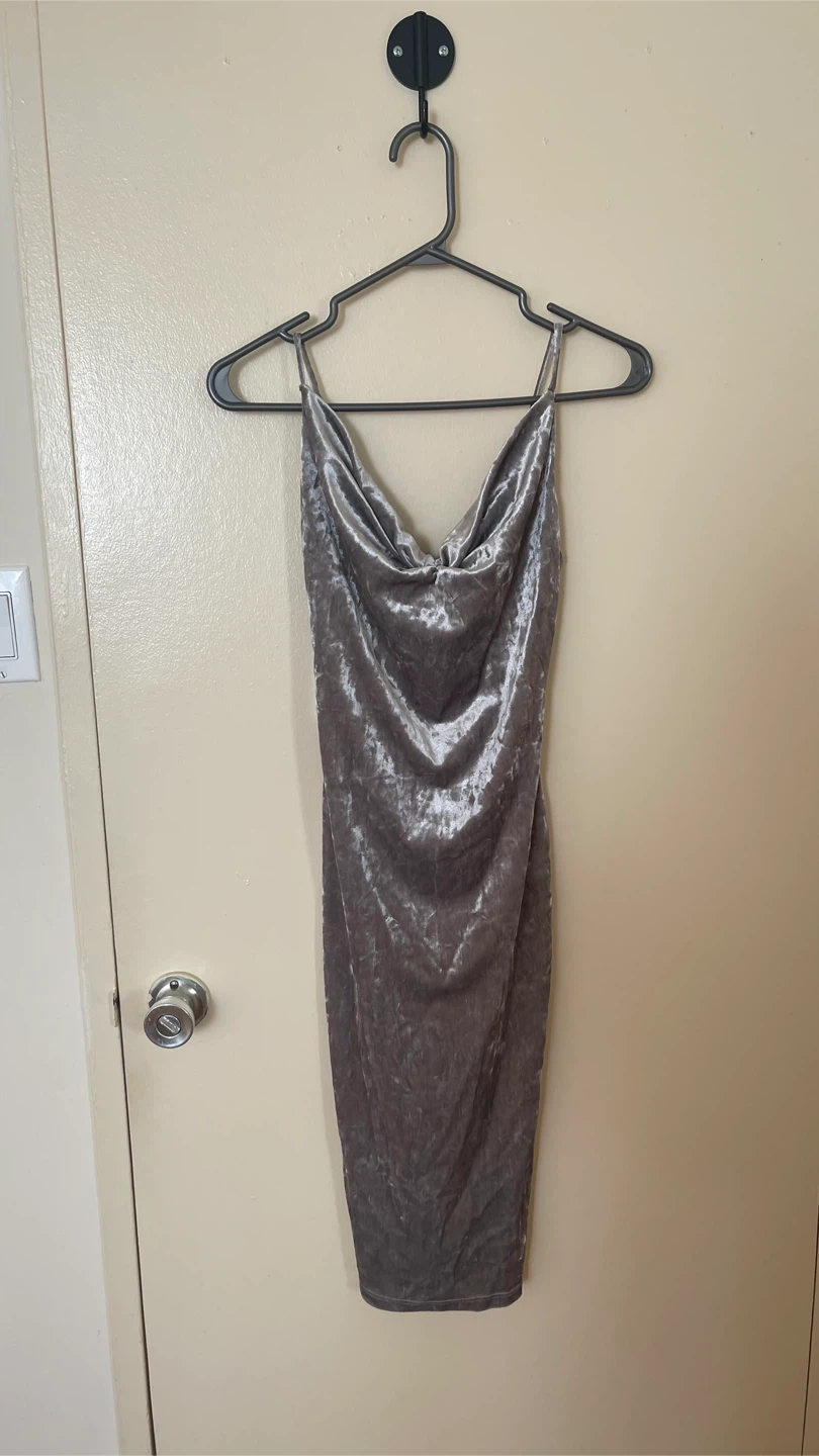 Silver Velvet Slip Dress - photo 5