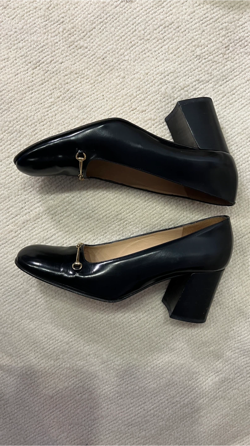 Gucci Black Leather Horsebit Block Heels - photo 3