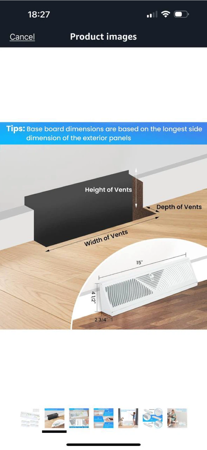 Aremae 15” Baseboard Vent Covers – 4 PCS Set (Wh - photo 3