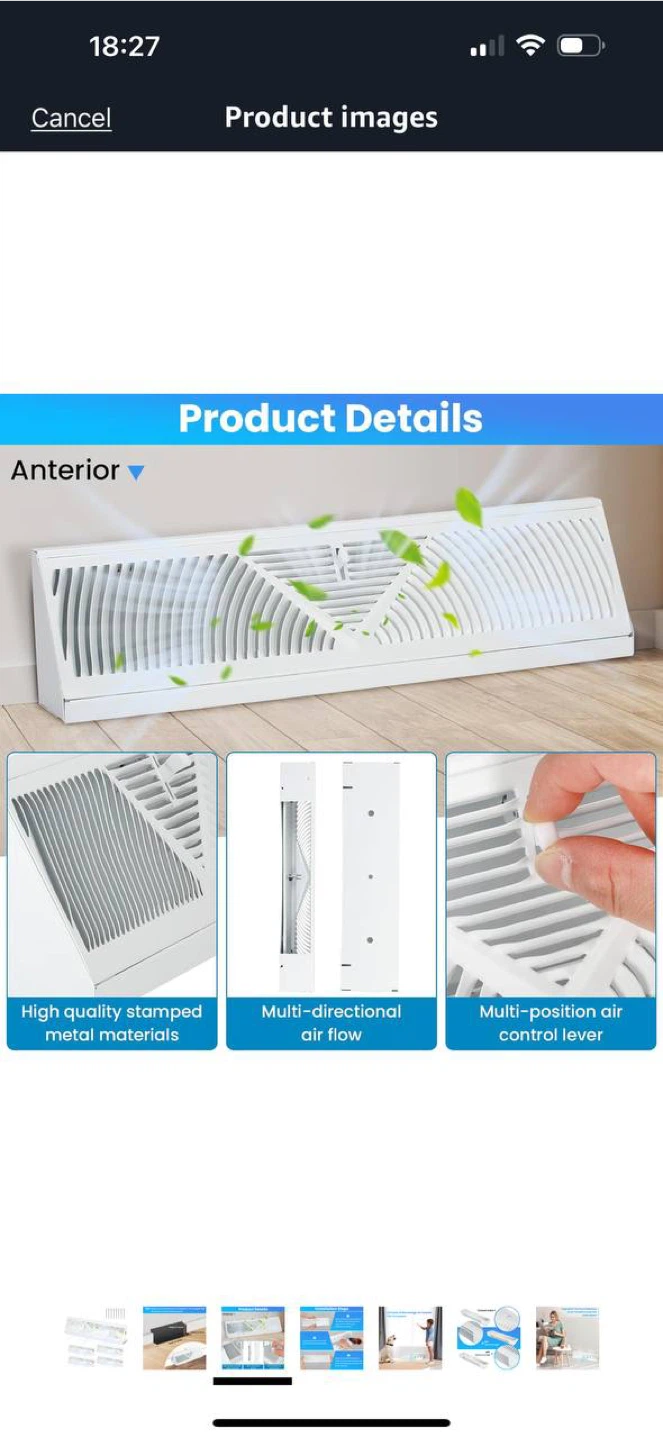 Aremae 15” Baseboard Vent Covers – 4 PCS Set (Wh - photo 4