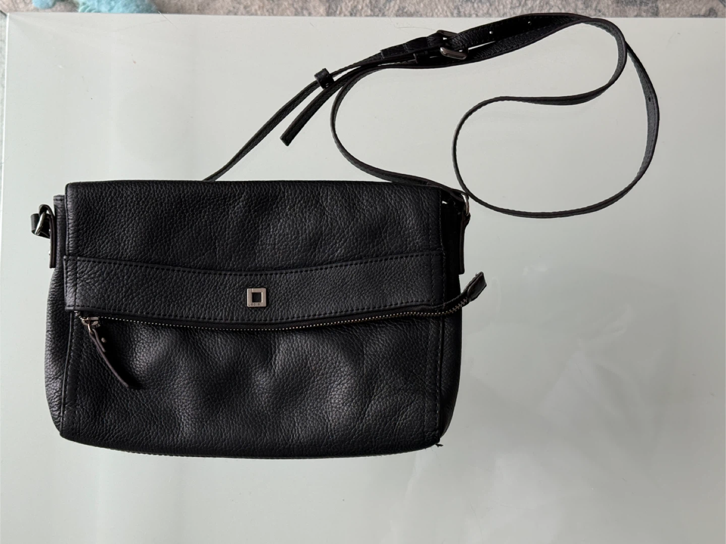 Lodis Black Leather Crossbody Bag