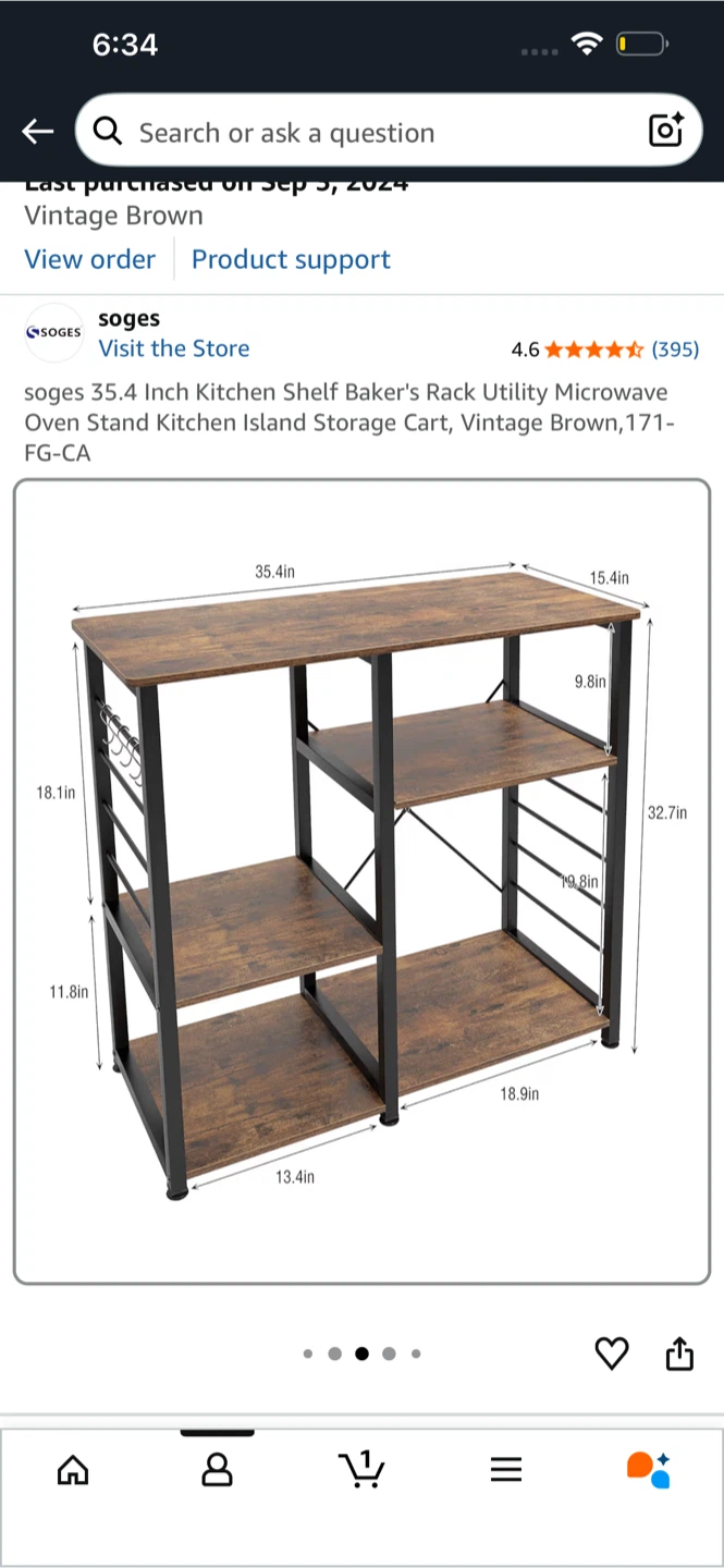 Bakers rack/Kitchen appliance storage - photo 2