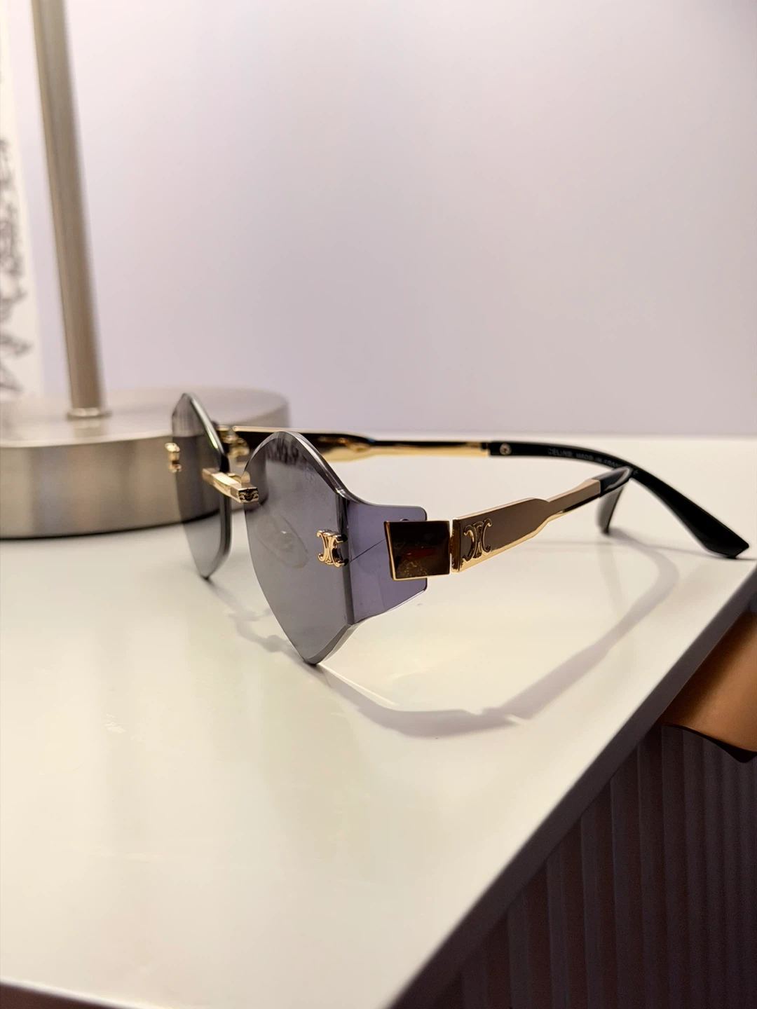 Celine Rimless Diamond Shape Sunglasses Gold/Black - photo 2