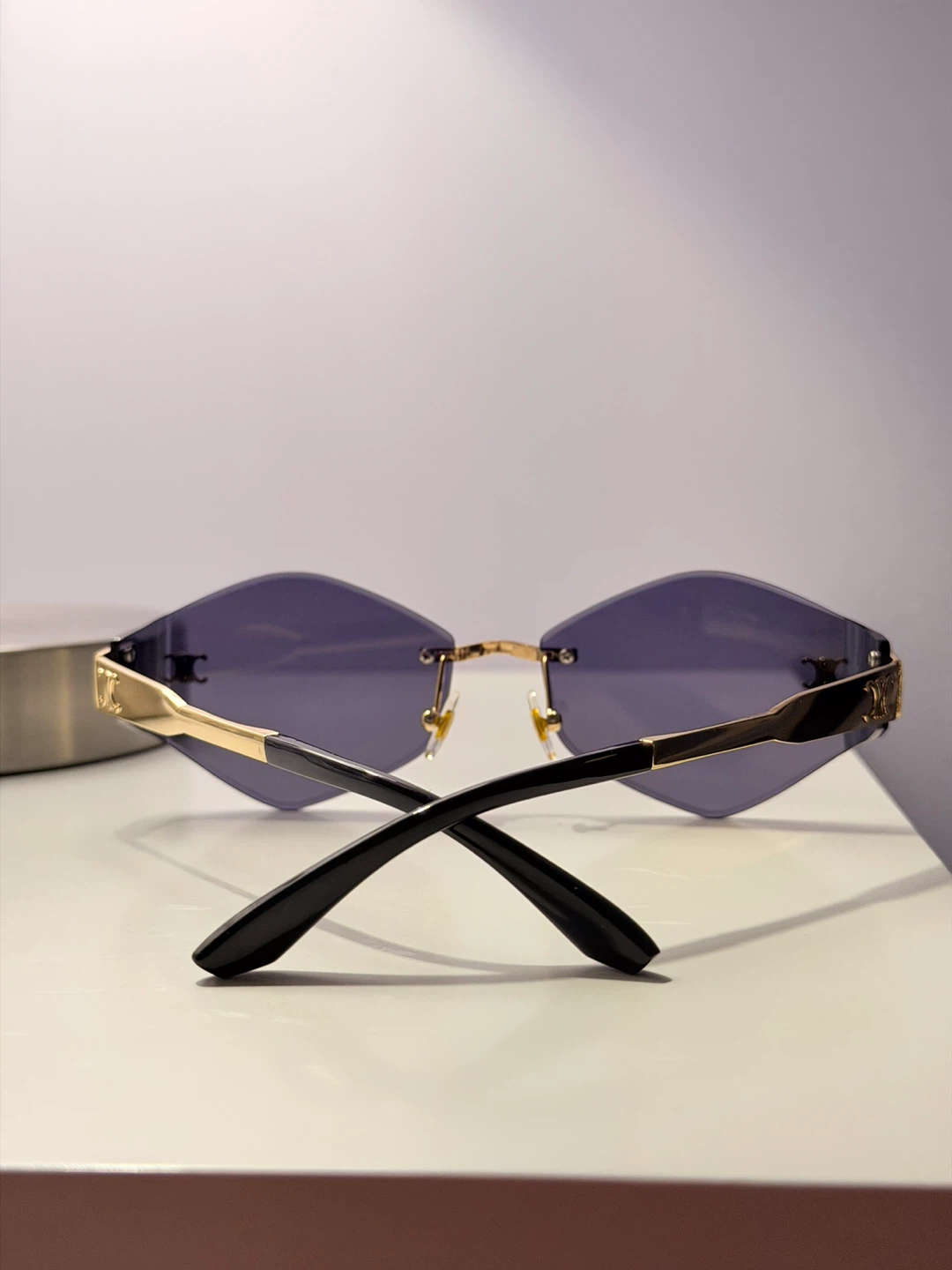 Celine Rimless Diamond Shape Sunglasses Gold/Black - photo 4