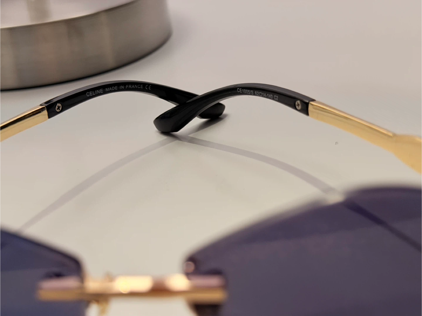 Celine Rimless Diamond Shape Sunglasses Gold/Black - photo 5