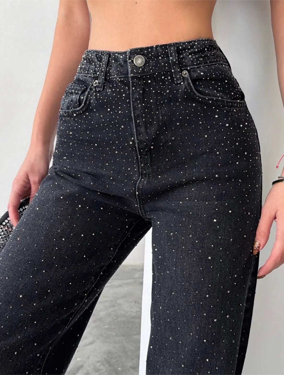 Sparkle Embellished Dark Wash Denim Jeans