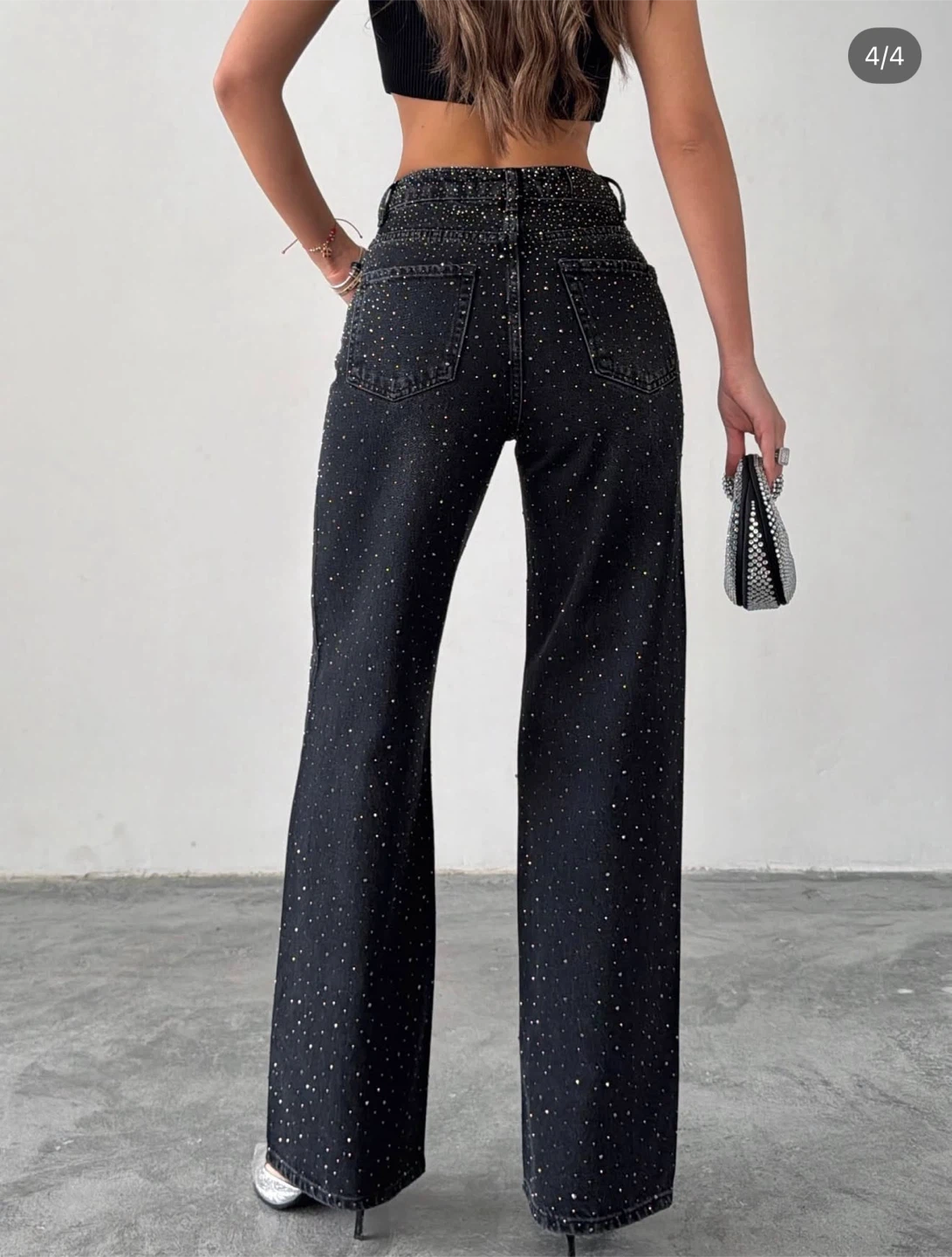 Sparkle Embellished Dark Wash Denim Jeans - photo 4