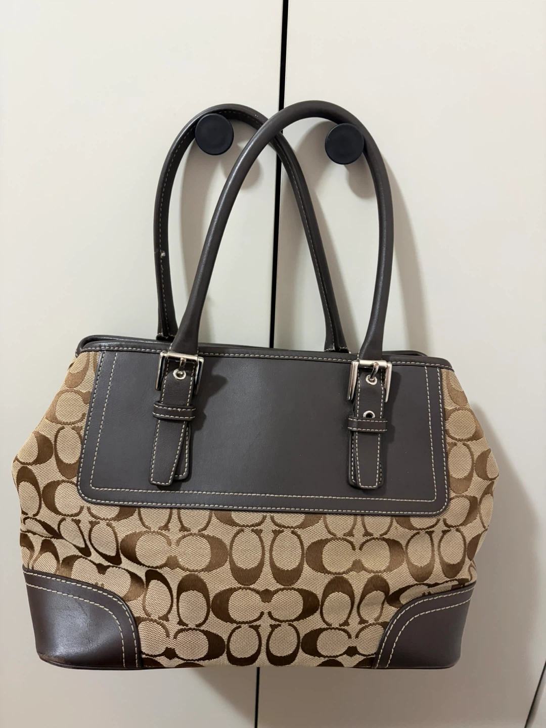 Coach Monogram Canvas & Leather Handbag