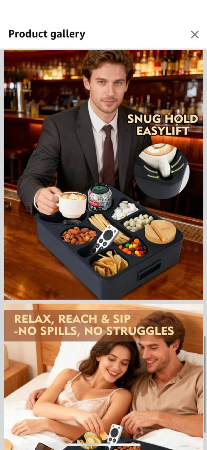 RGBDOT Couch Cup Holder Snack Tray – Brown / Caramel – NEW - photo 5
