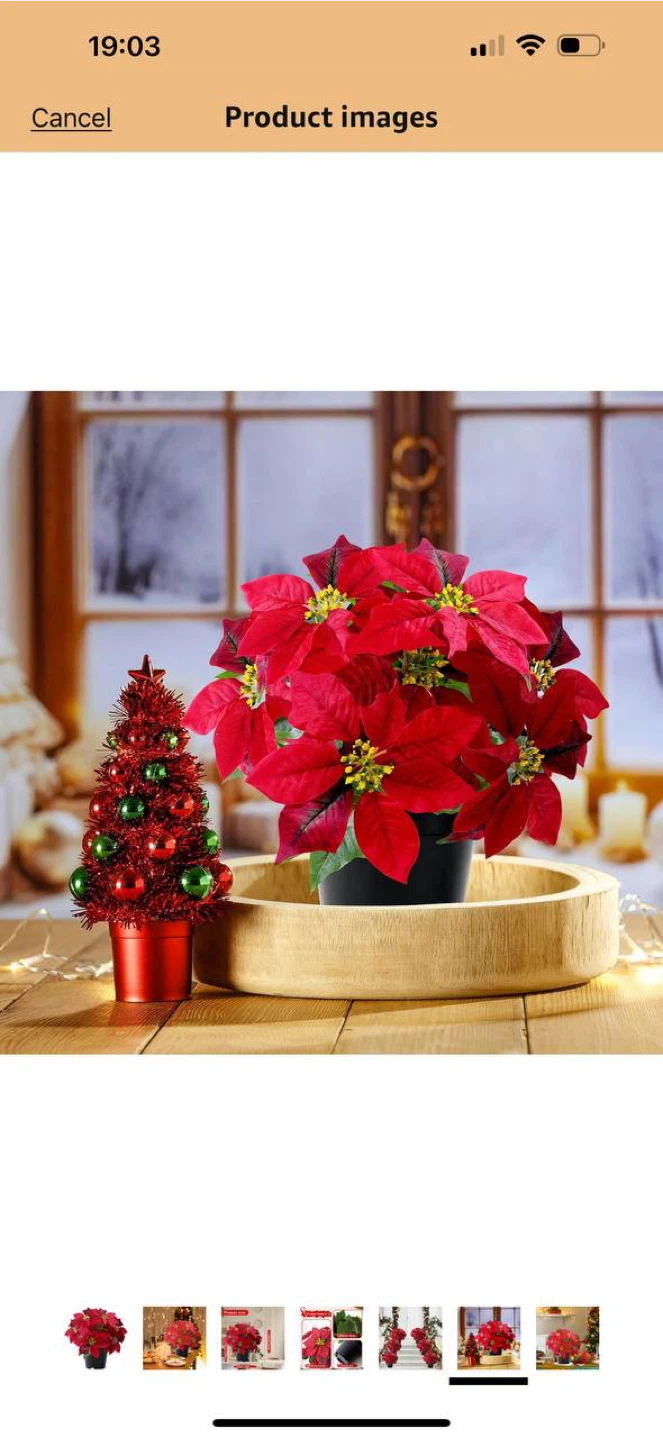 ZYZEV 14” Artificial Poinsettia Plant – Hot Red – NEW 🎄🌺 - photo 4