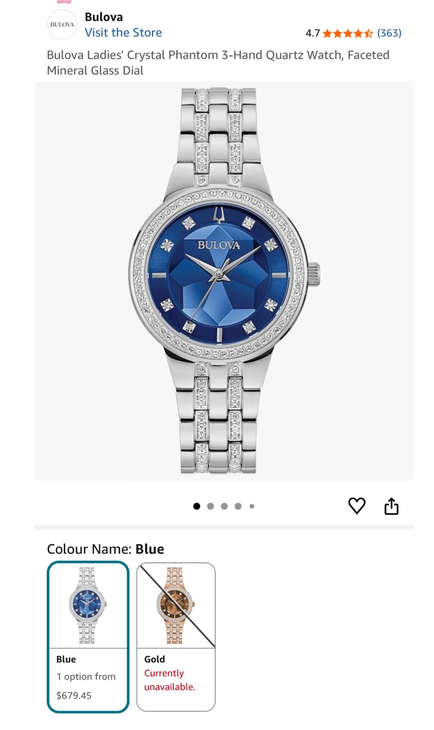 Bulova Ladies' Crystal Phantom 3-Hand Quartz Watch - Blue