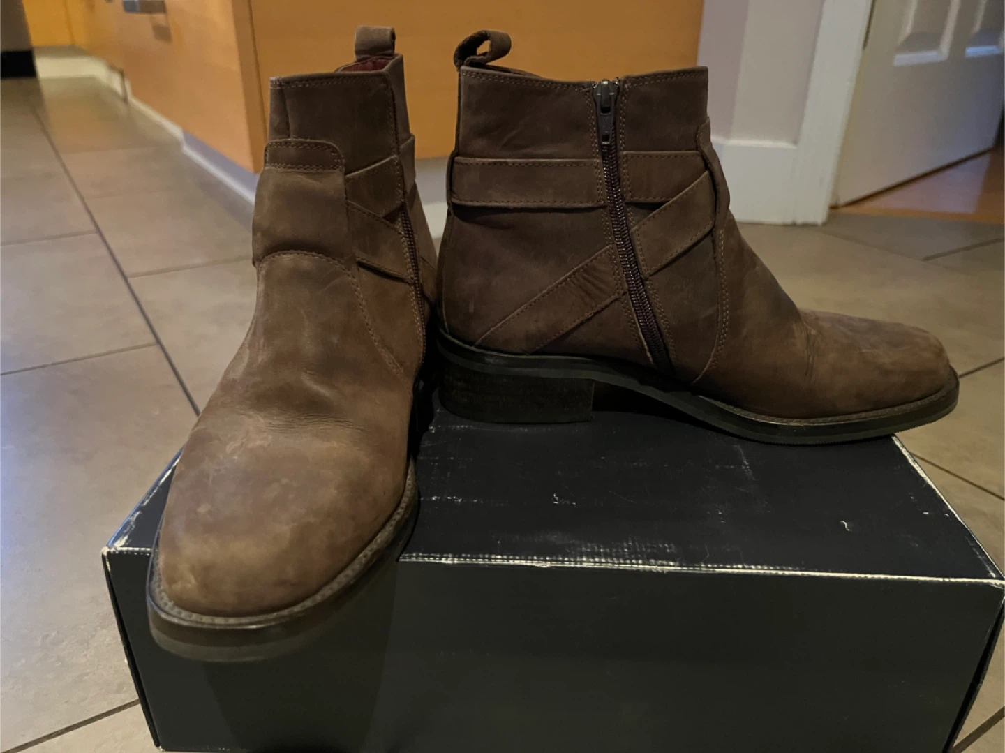 Brown Suede Ankle Boots with Buckle Detail - photo 2