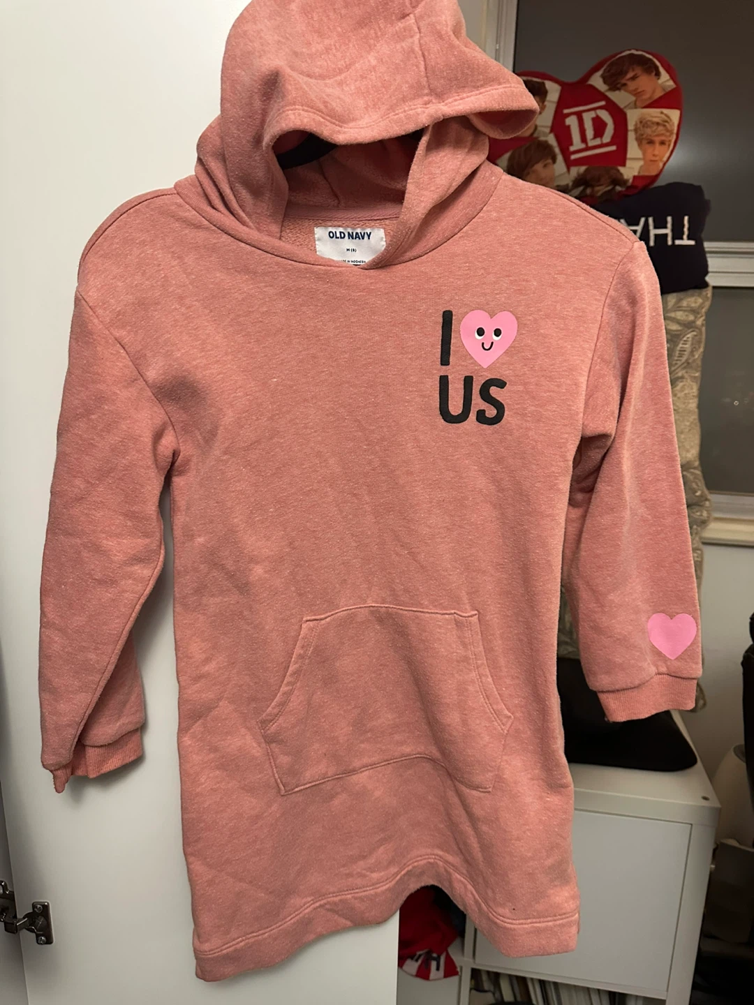 Old Navy Pink "I Love Us" Hoodie Dress - Size M (8)