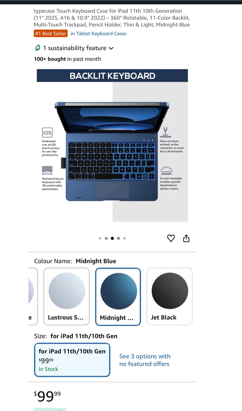 Typecase Touch Keyboard Case for iPad 11" 10th Gen - photo 2