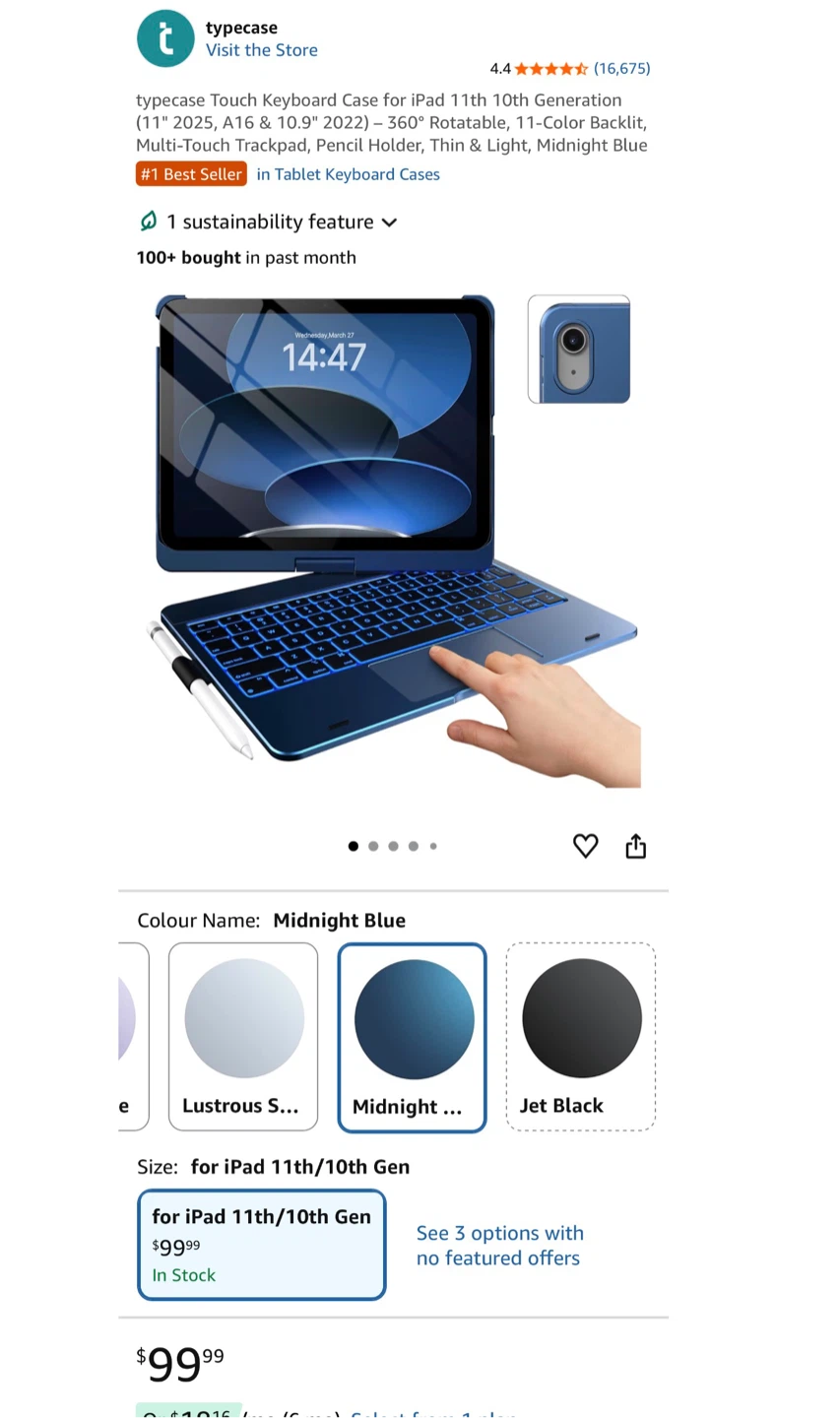 Typecase Touch Keyboard Case for iPad 11" 10th Gen