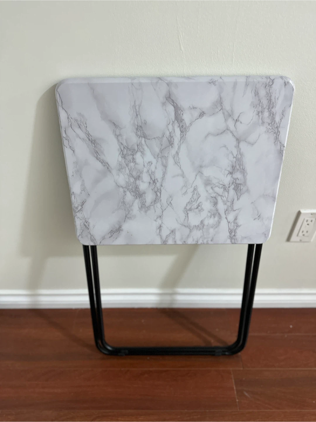 Light Acrylic Marble-Look Top Folding Side Table