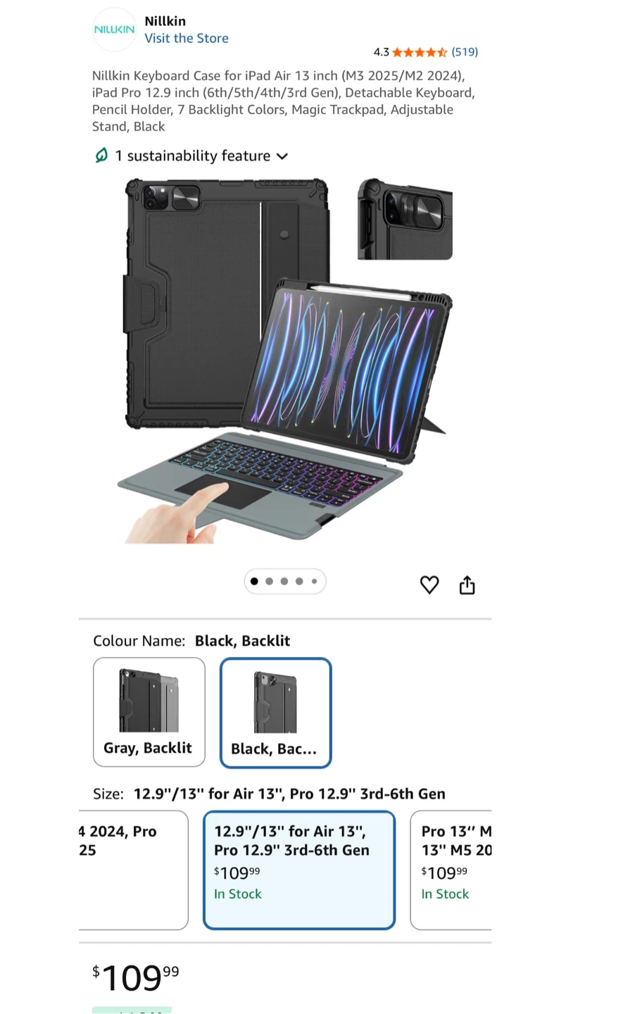 Nillkin BUMPER COMBO KEYBOARD CASE for iPad Air 13"
