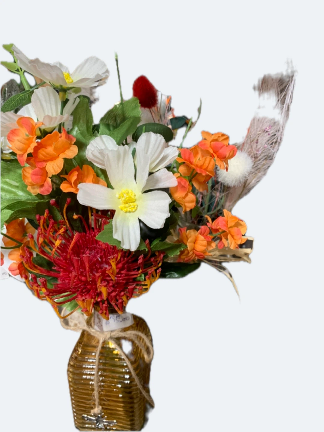 Artificial Flower Arrangement in Gold Vase