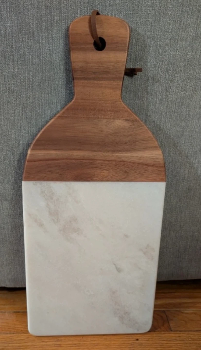 Wood and Marble Cutting Board with Handle