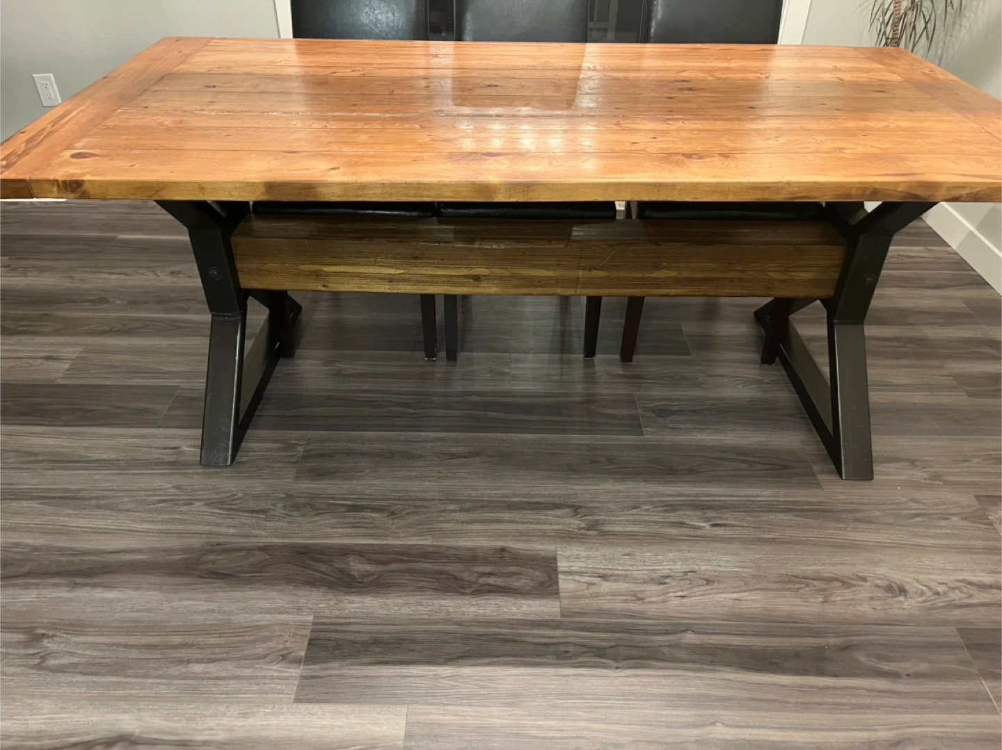 Wooden Dining Table with Black Metal Base - photo 5