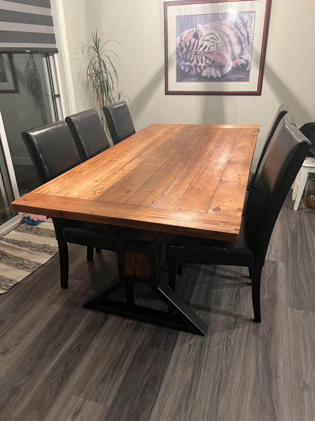 Wooden Dining Table with Black Metal Base - photo 2