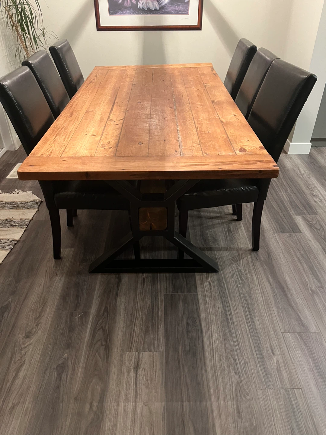 Wooden Dining Table with Black Metal Base - photo 3