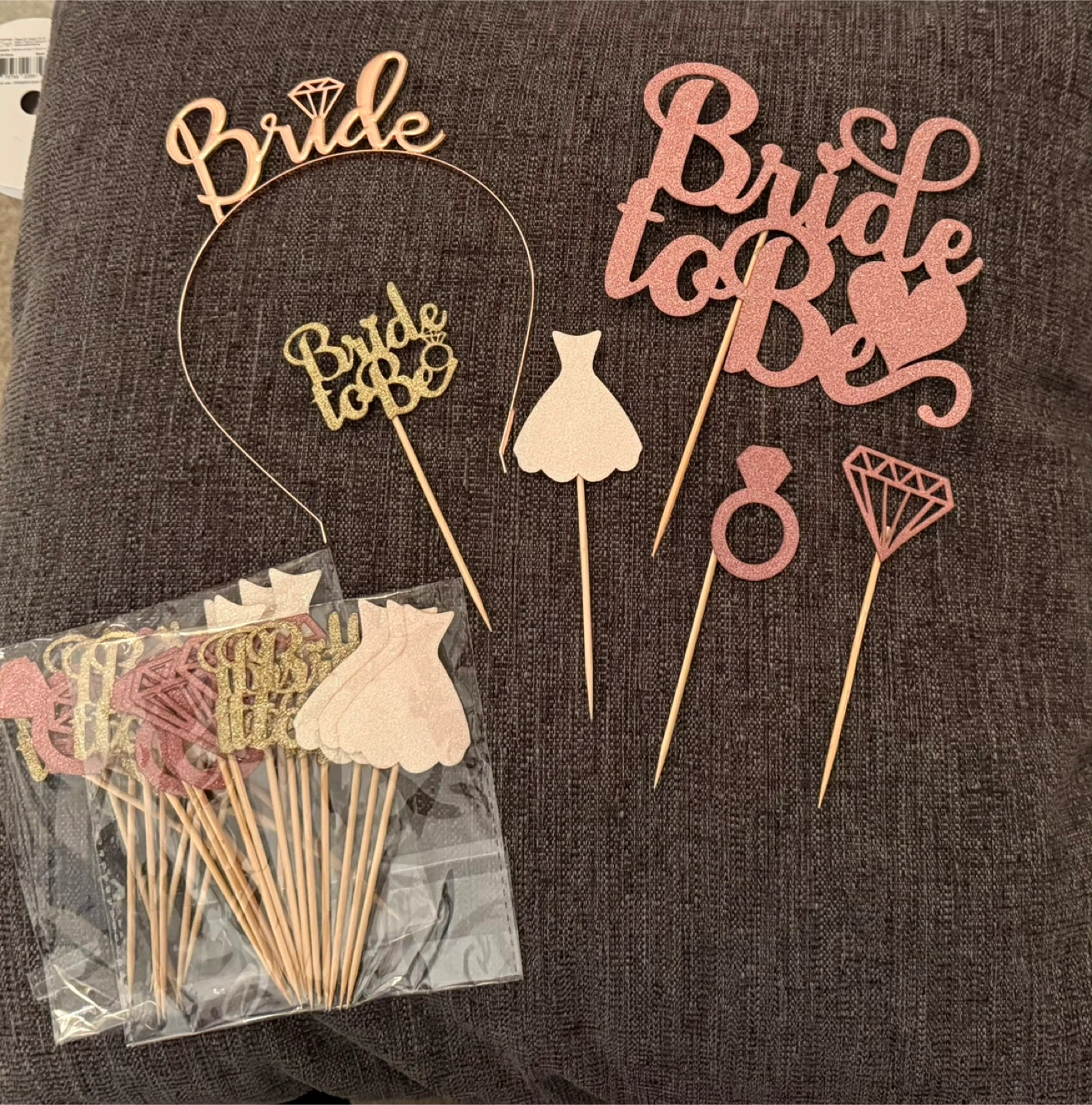 Bride to Be Headband and Cake Topper Set