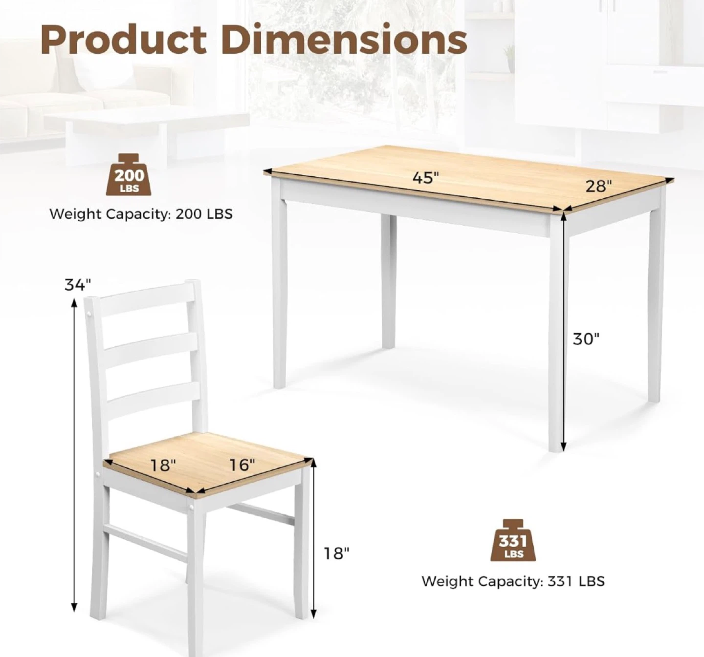 COSTWAY Dining Table and Chairs Set for 4 - photo 3