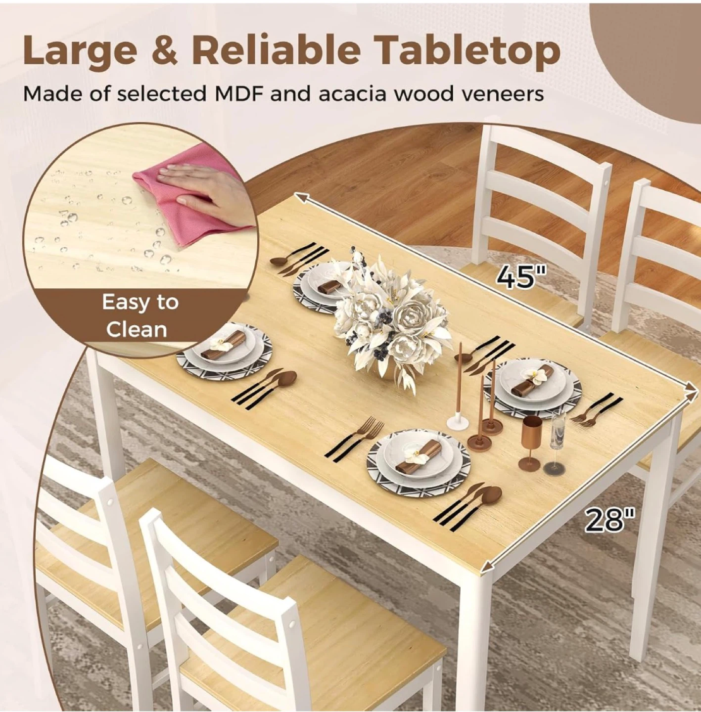 COSTWAY Dining Table and Chairs Set for 4 - photo 4