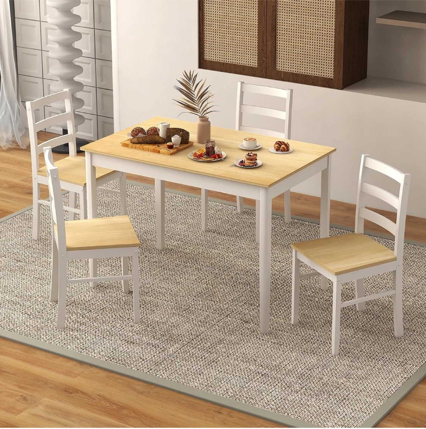 COSTWAY Dining Table and Chairs Set for 4 - photo 2