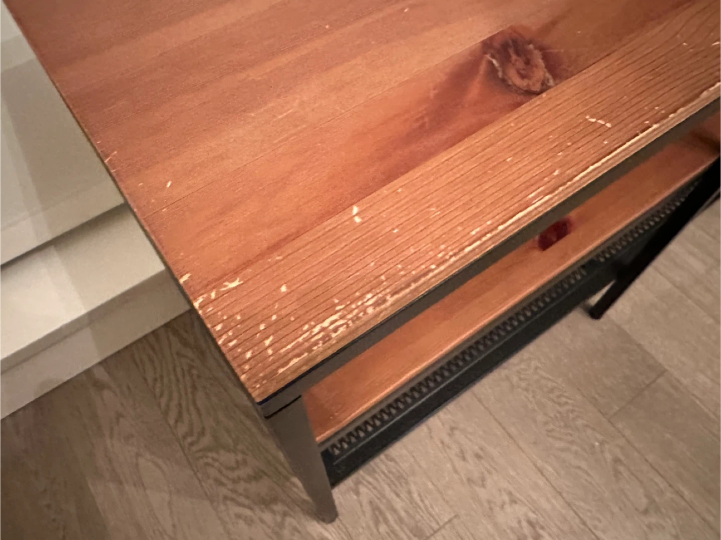 Wood Top Media Console with Black Metal Frame - photo 4