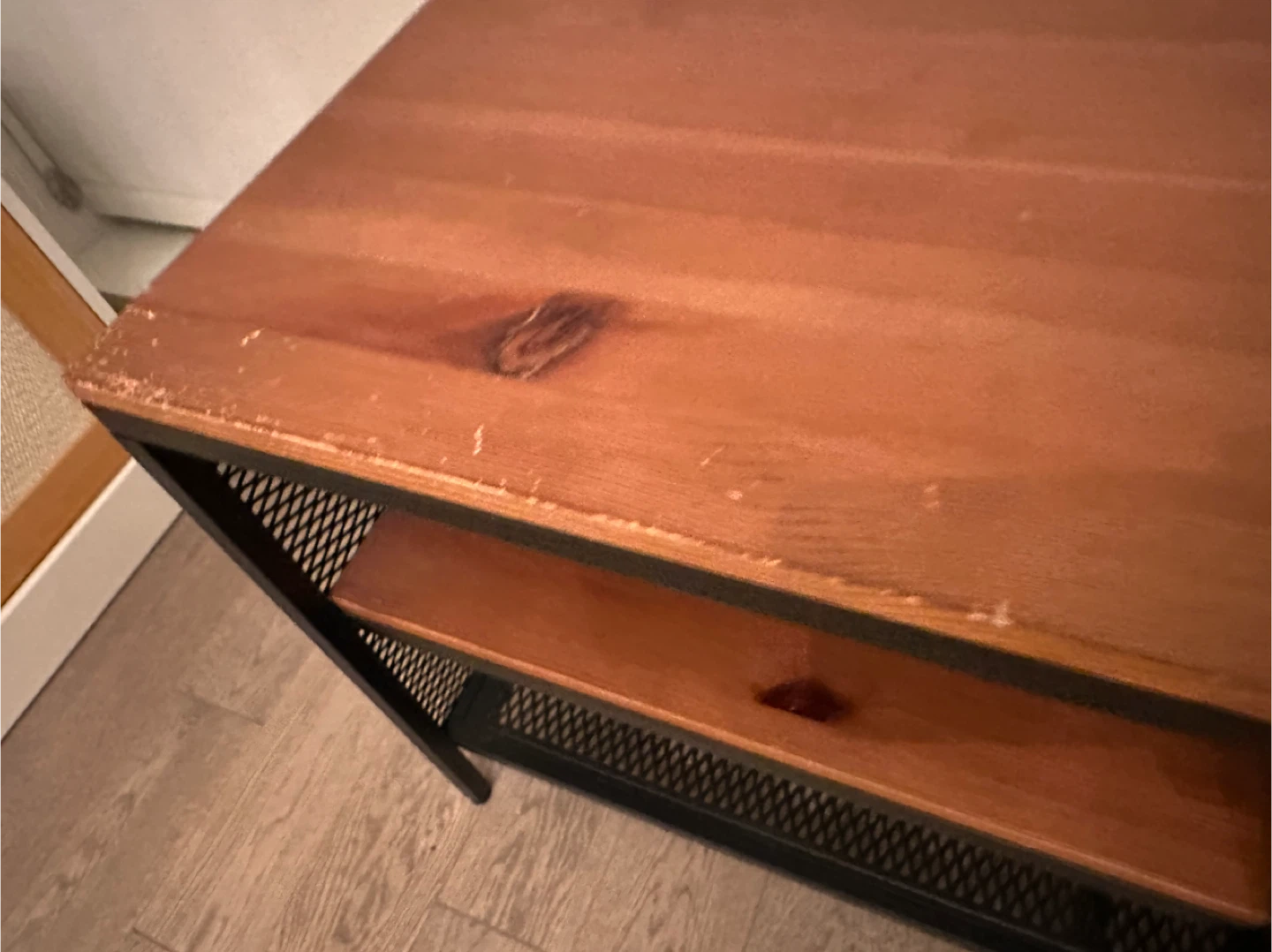 Wood Top Media Console with Black Metal Frame - photo 3