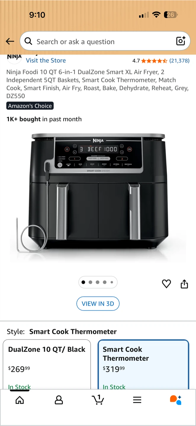 Ninja Foodi 10-Quart 6-in-1 DualZone Smart XL Air Fryer - photo 2