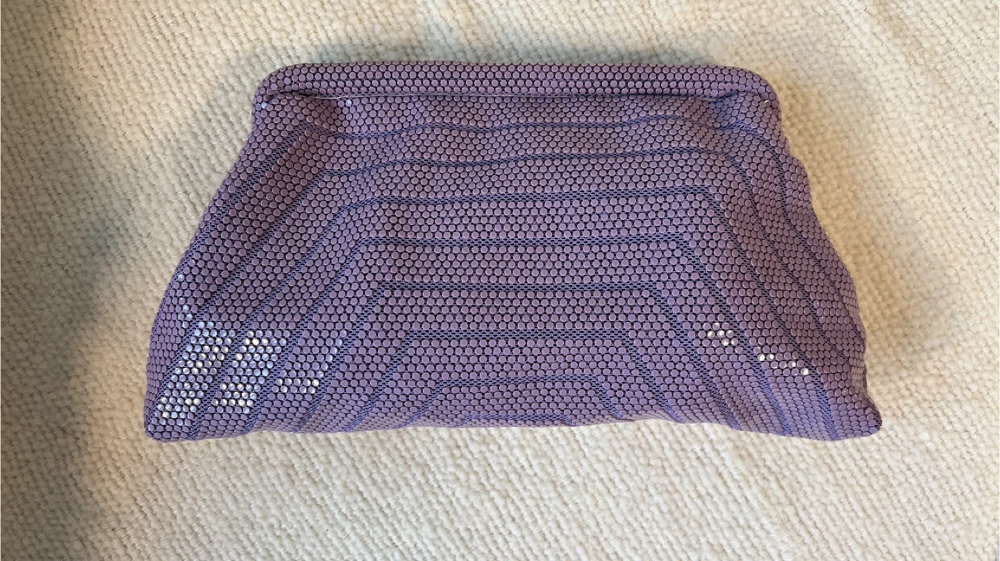 Purple Vintage Mesh Clutch – Kiss Lock Frame