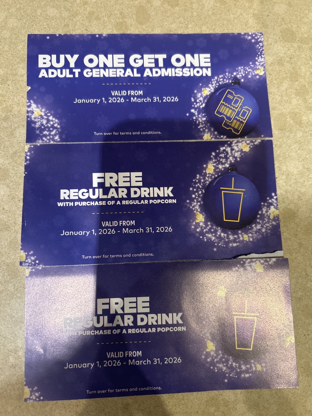 Cineplex coupons for tickets and concession