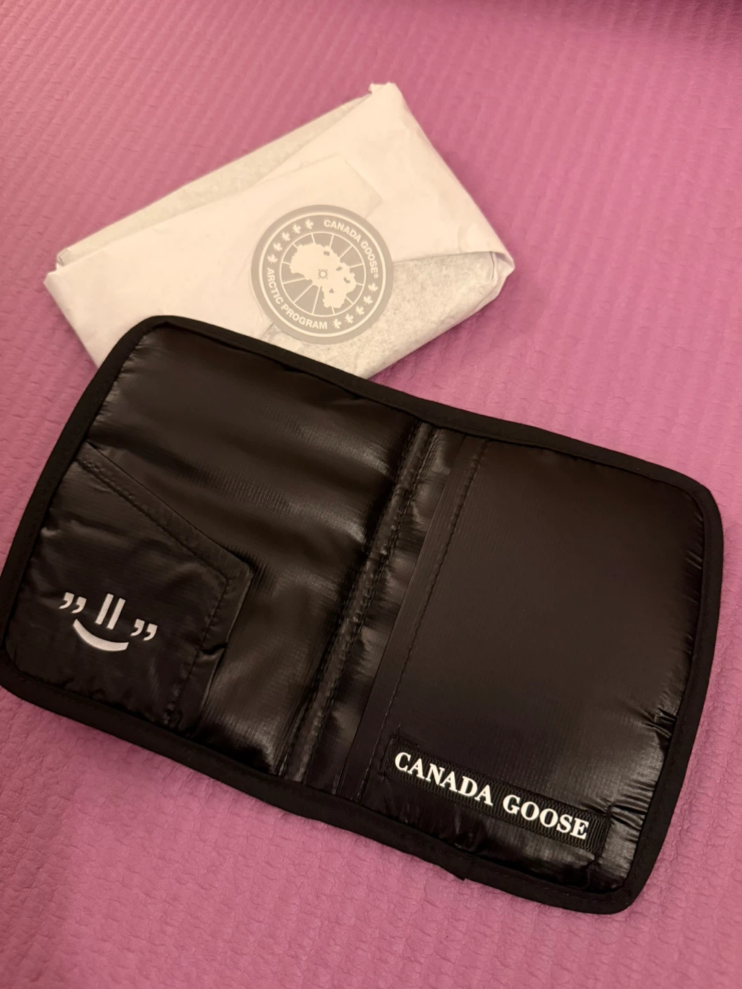 Canada Goose Black Puffer passport holder/wallet