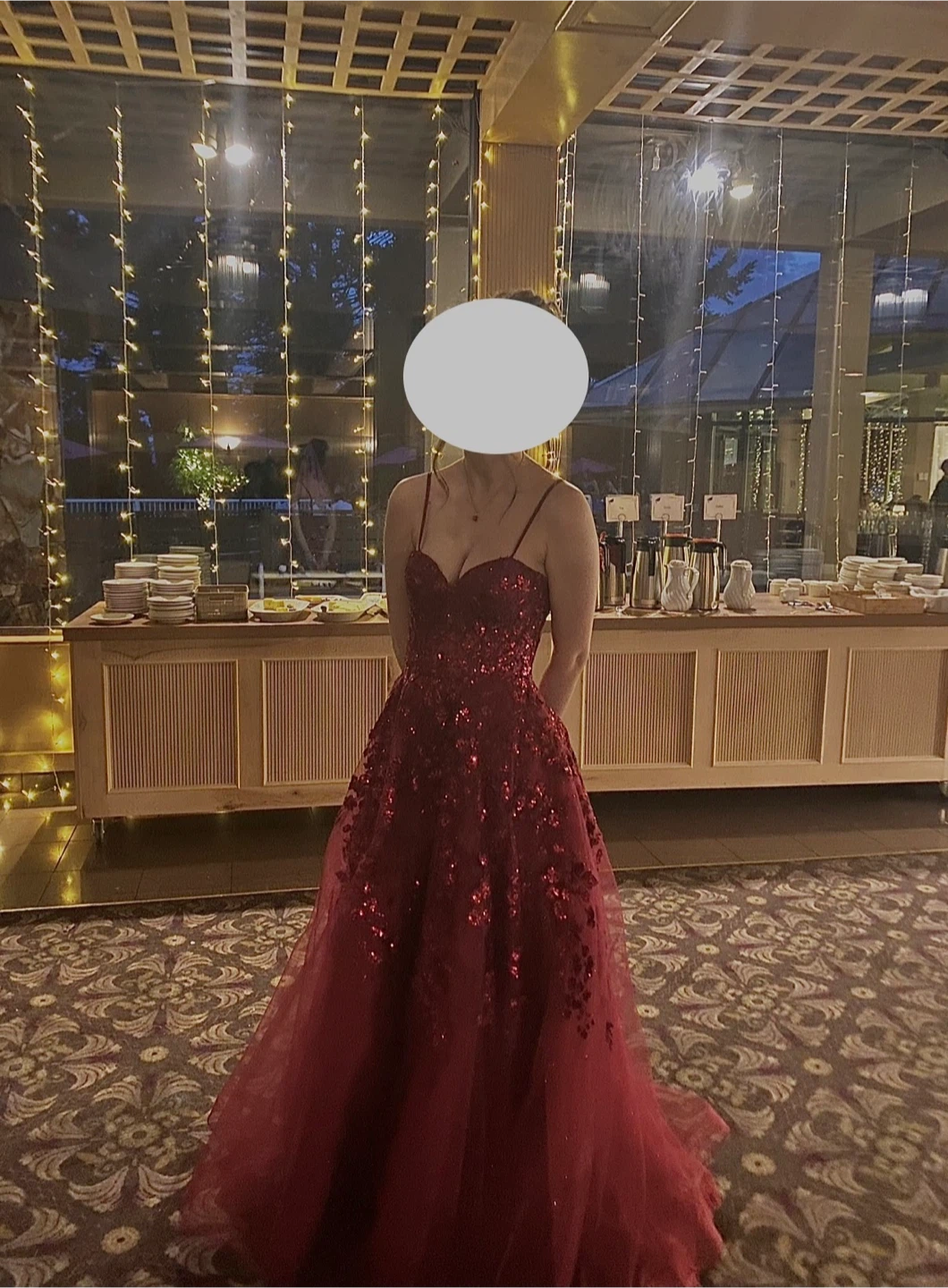 Red Sparkly Sequin Gown Dress