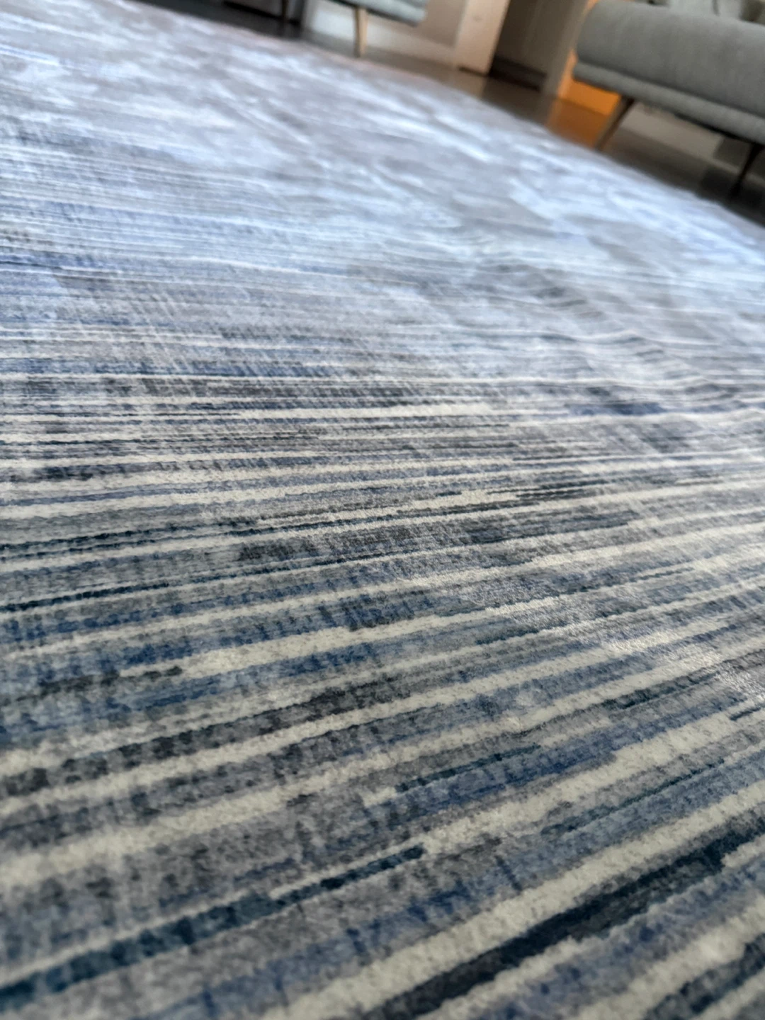 Wyatt & Ash Washable Area Rug Blue and White Striped Area Rug