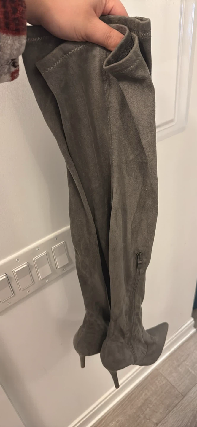 Grey Suede Over-the-Knee Boots size 8