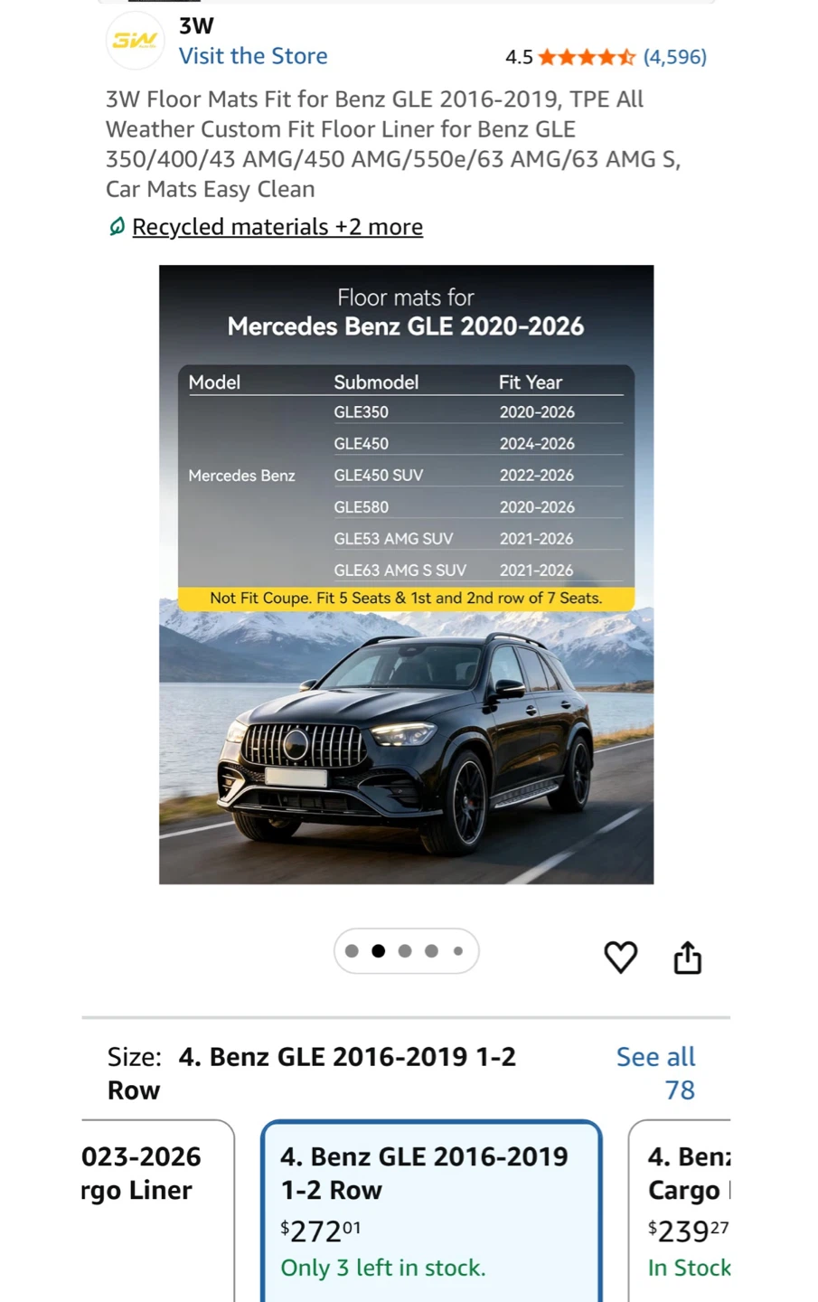 3W All-Weather  Mats - Mercedes GLE 2016-2019 (Full Set) - photo 2