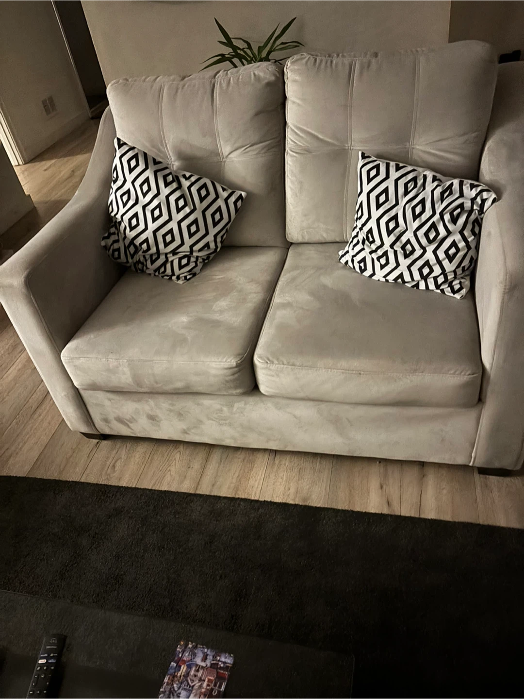 Light Grey Tufted Sofa with Decorative Pillows - photo 3