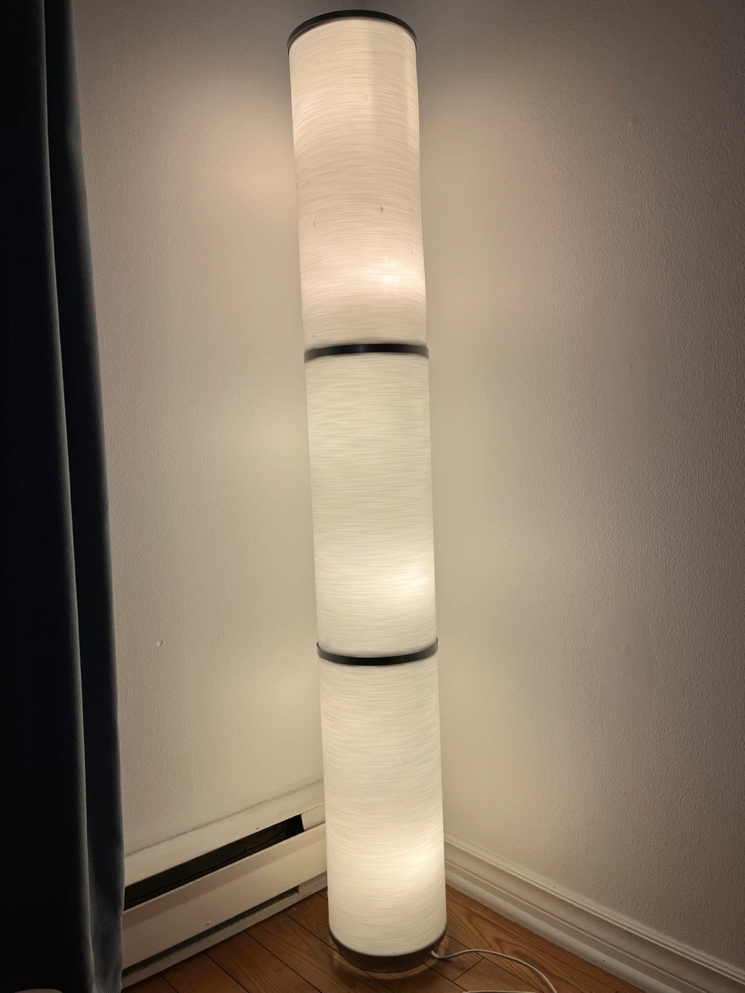 Tall White Cylindrical Floor Lamp