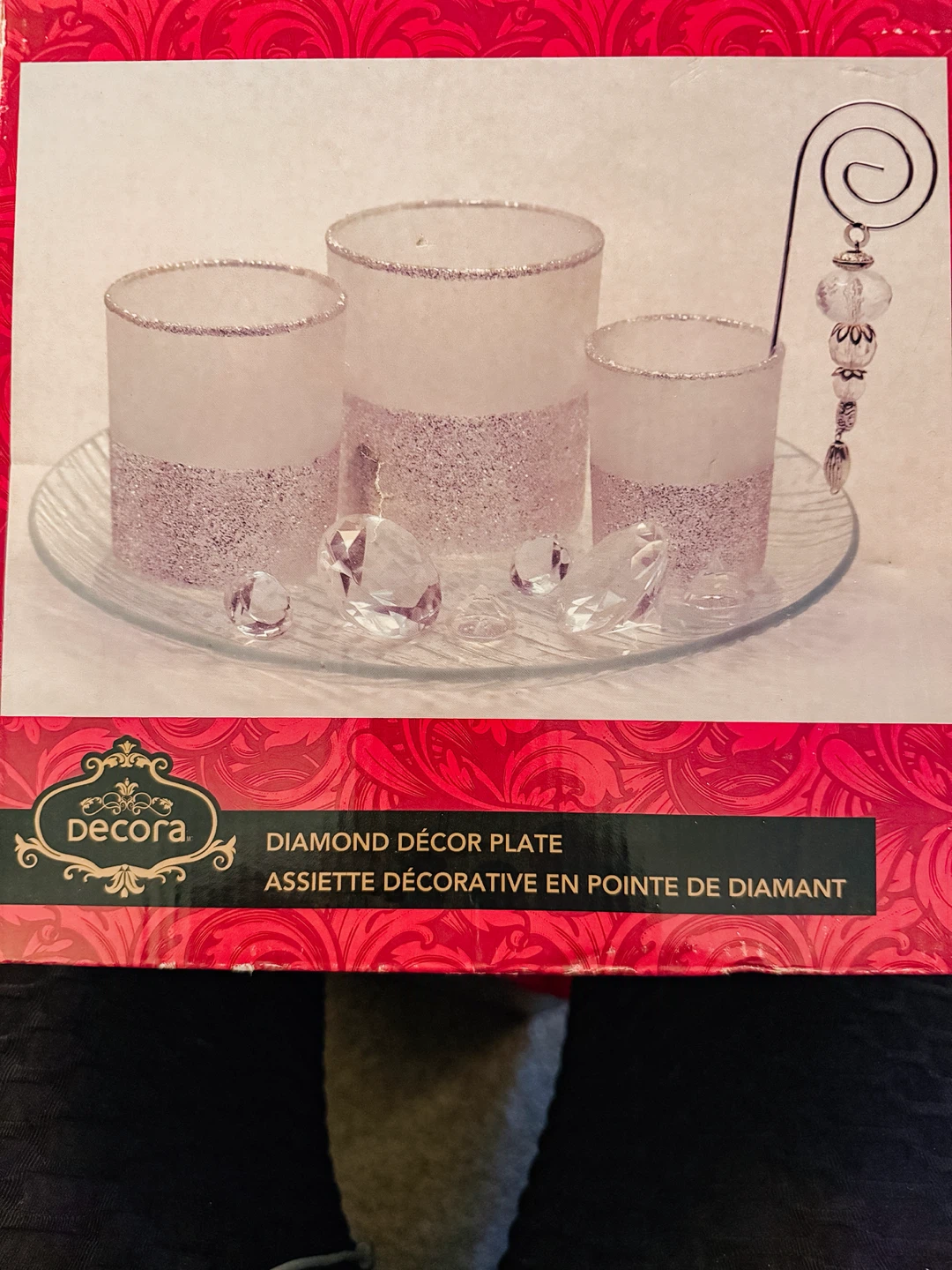 Decora Diamond Decor Plate Set with Frosted Tealight Holders