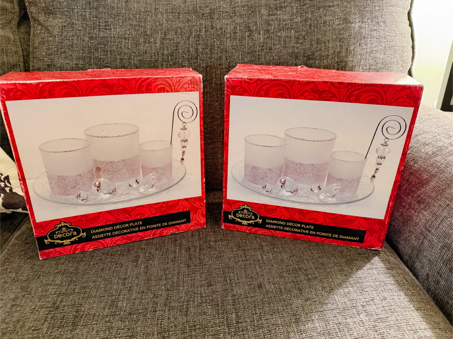 Decora Diamond Decor Plate Set with Frosted Tealight Holders - photo 2