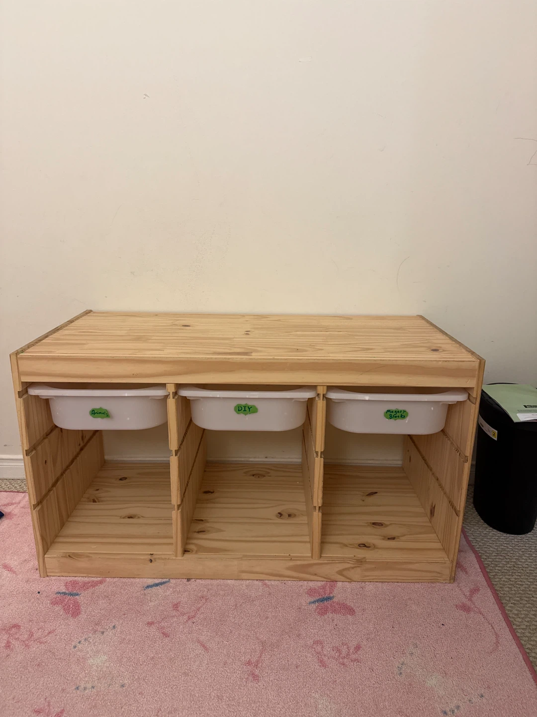 Wooden Toy Storage Unit with 3 Bins